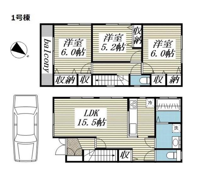 中央本線 国立駅 徒歩12分 2階建 築4年(3LDK)の間取り写真