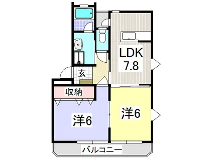 カクサン可美タウンA(2LDK/1階)の間取り写真