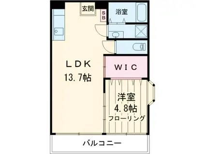 プラザ塚A(1LDK/1階)の間取り写真