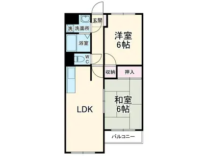 オーベルジュ葵(2LDK/2階)の間取り写真
