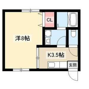 名鉄名古屋本線 栄生駅 徒歩14分 1階建 築69年(1K)の間取り写真