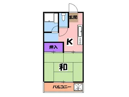 清水ハウス中棟(1K/2階)の間取り写真
