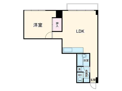 レインボーマンション(1LDK/9階)の間取り写真