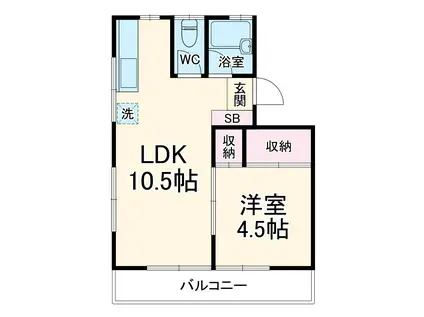 綱島クローバーハイツ(1LDK/2階)の間取り写真