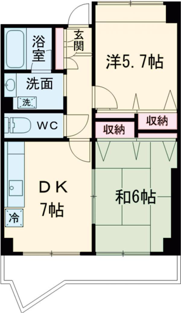リプル綾瀬(2DK/2階)の間取り写真