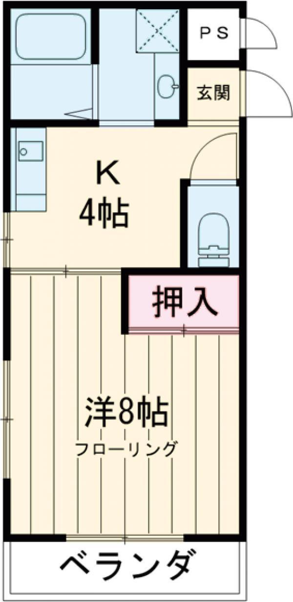アルザス(1K/2階)の間取り写真