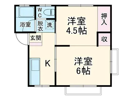 コーポ松山(2DK/1階)の間取り写真