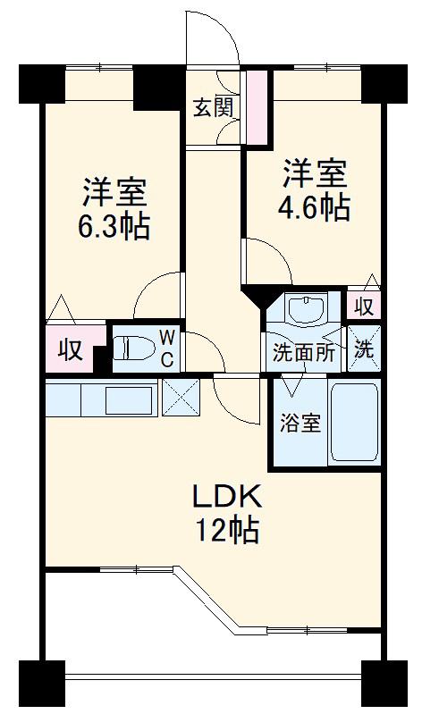 ラナイガーデン新百合ヶ丘イースト(2LDK/6階)の間取り写真