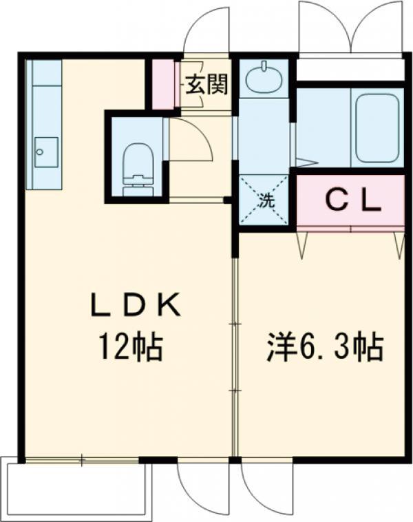 LIMONE(1LDK/2階)の間取り写真