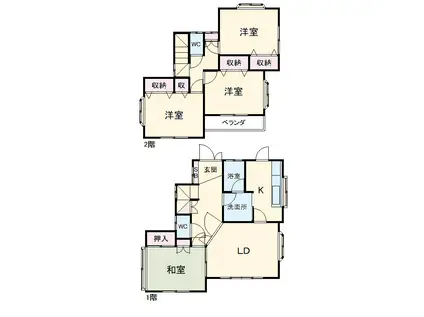 川越線 的場駅 徒歩8分 2階建 築29年(4LDK)の間取り写真
