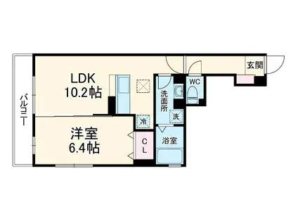 小田急電鉄江ノ島線 湘南台駅 徒歩8分 3階建 築3年(1LDK/2階)の間取り写真