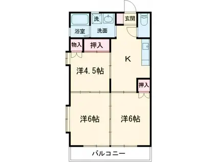 マリンハイツA棟(3DK/2階)の間取り写真