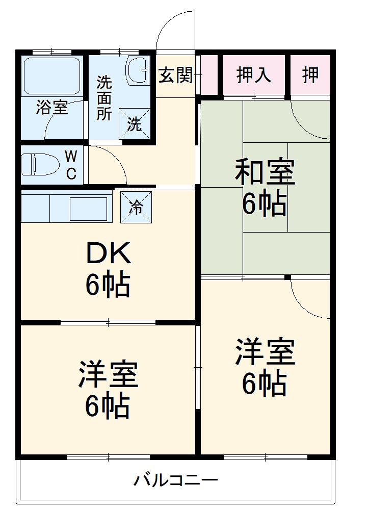 吉田レジデンス(3DK/1階)の間取り写真