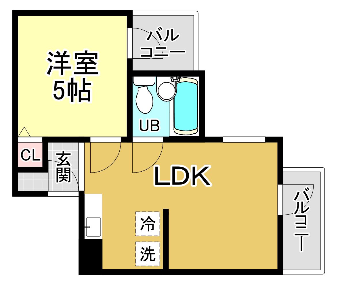 六龍苑岡町(1LDK/1階)の間取り写真