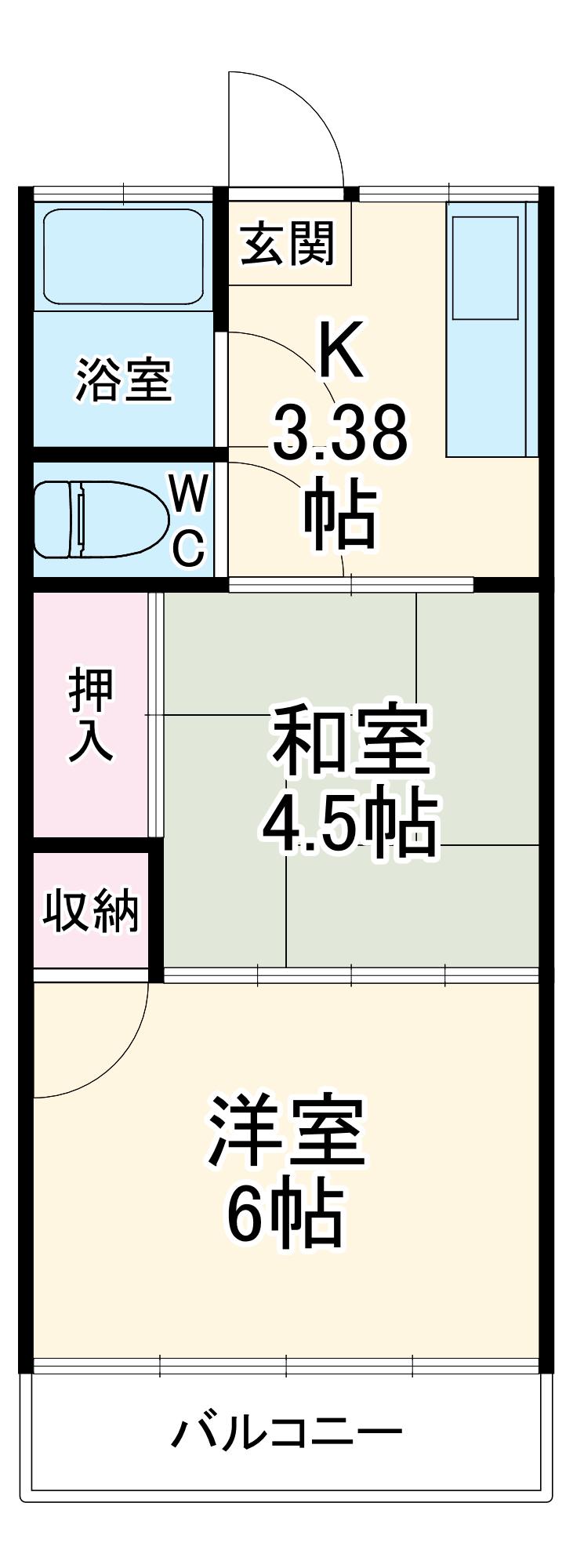 飯塚荘(2K/2階)の間取り写真