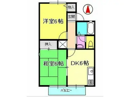 バレンタインハウス(2DK/1階)の間取り写真