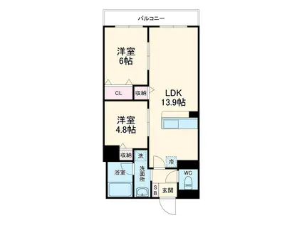 WSレジデンス(2LDK/1階)の間取り写真