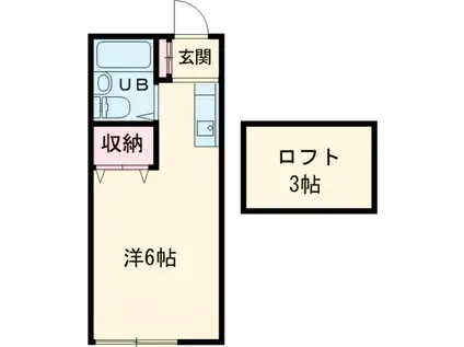戸坂ハイツ(ワンルーム/2階)の間取り写真