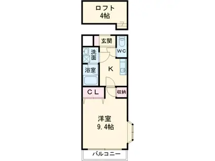 グリーンコートⅡ(1K/2階)の間取り写真