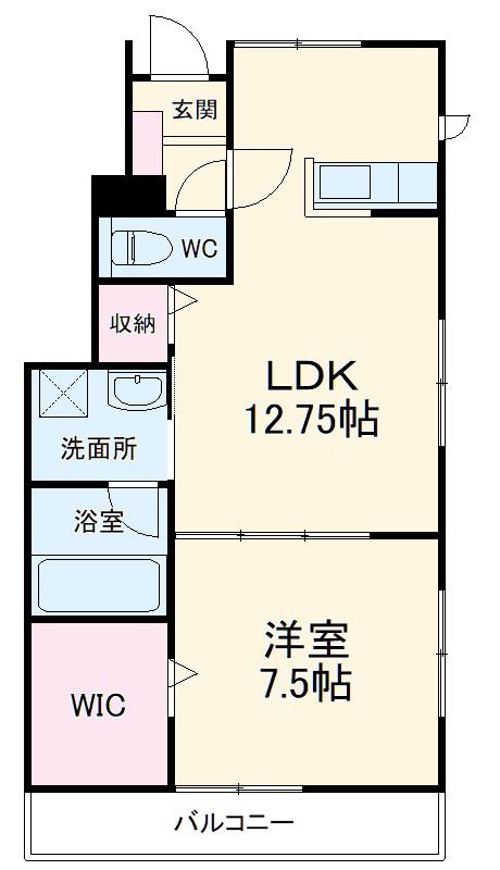 カーサES(1LDK/1階)の間取り写真