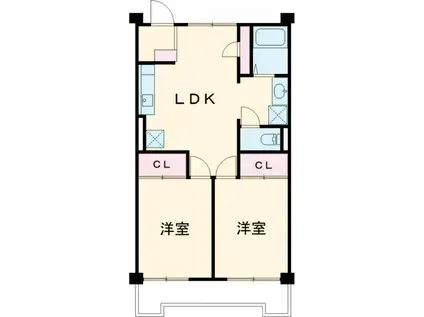 城東マンション(2LDK/1階)の間取り写真