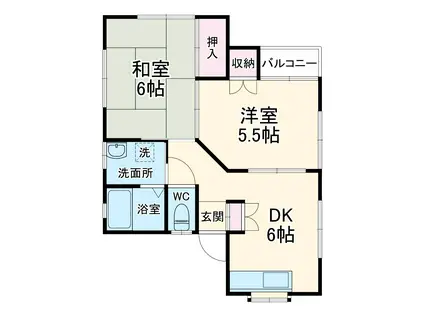 ハウスA(2DK/2階)の間取り写真