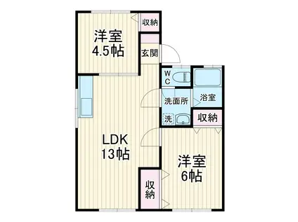 スカイビレッジ(2LDK/1階)の間取り写真