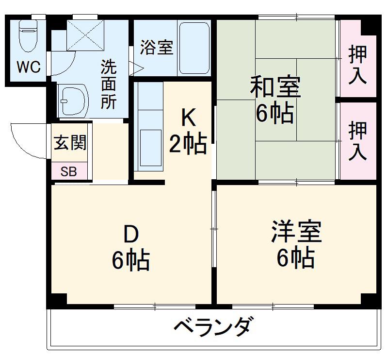 マンション石川(2DK/3階)の間取り写真