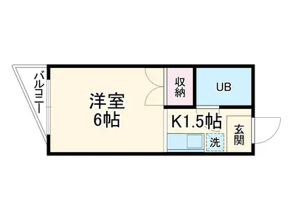 マンションF(1K/2階)の間取り写真