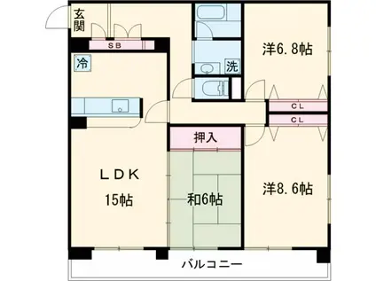 コスモスハイム(3LDK/2階)の間取り写真