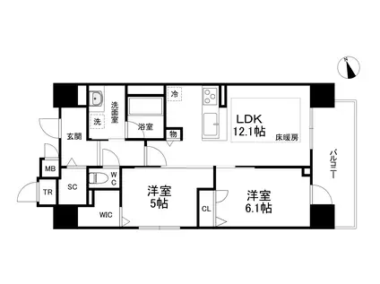 IBC RESIDENCE ウエスト(2LDK/5階)の間取り写真