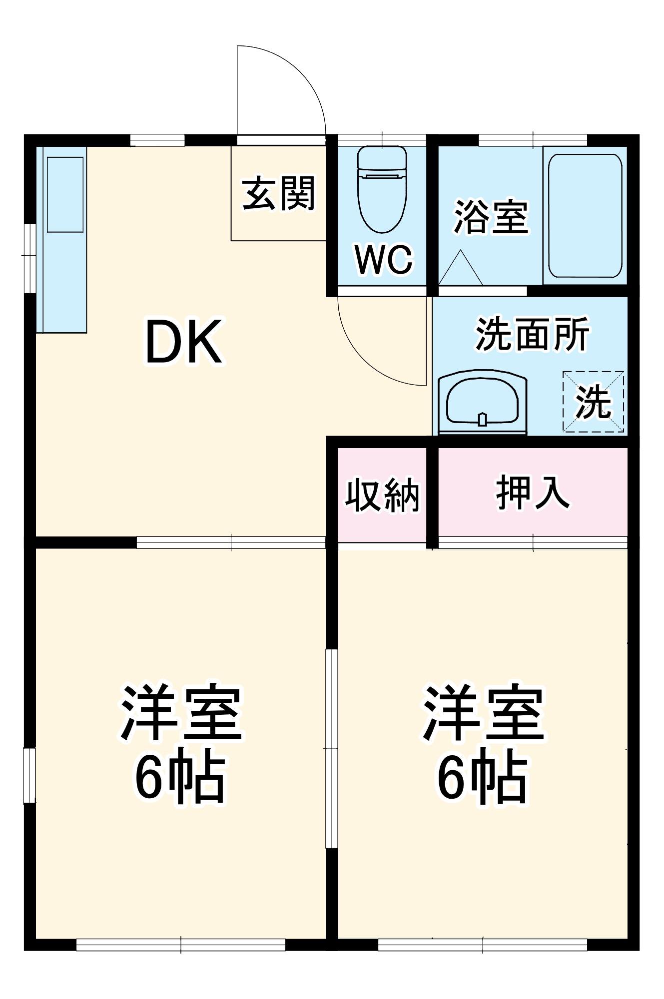 サンフィールド Ⅰ号館(2DK/1階)の間取り写真