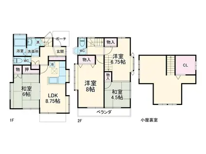 京浜東北・根岸線 大宮駅(埼玉) 徒歩33分 2階建 築34年(4LDK)の間取り写真