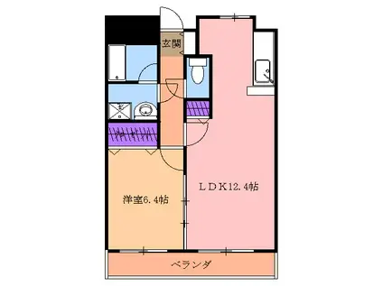 ピーノドゥーエ(1LDK/5階)の間取り写真