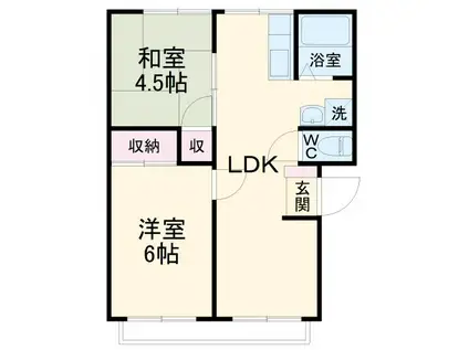 クレアンヌーヴ平岡(2LDK/1階)の間取り写真