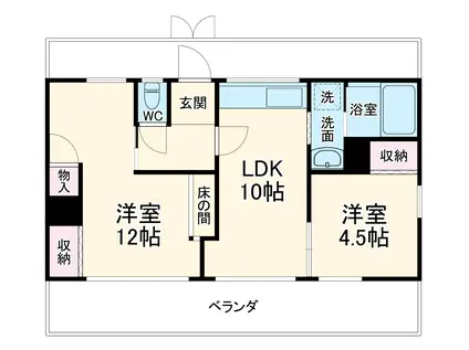 ＪＲ東海交通城北線 比良駅(愛知) 徒歩16分 1階建 築48年(2LDK)の間取り写真