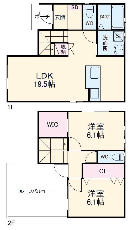 東海道本線 高塚駅 徒歩45分 2階建 築4年(2LDK)の間取り写真