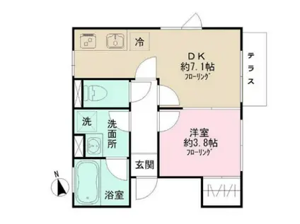 ロークワットコート永福(1K/1階)の間取り写真
