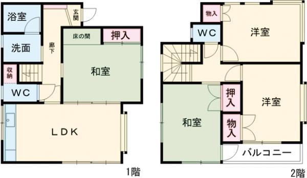 東北本線 古河駅 徒歩163分 2階建 築33年(4LDK)の間取り写真