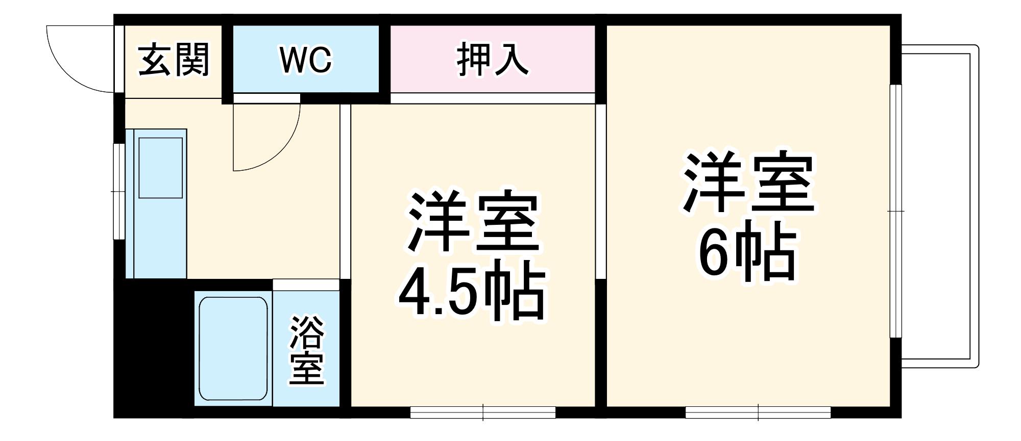 ハイツ吉原(2K/1階)の間取り写真
