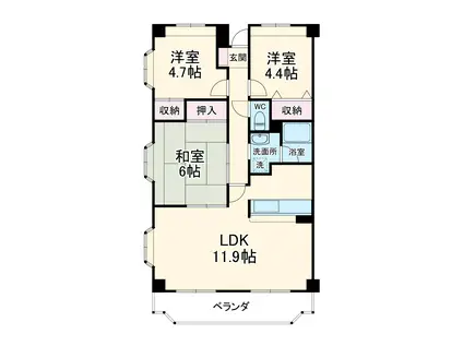 ファンタジーグリーンパレス(3LDK/6階)の間取り写真