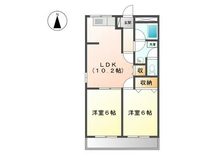 朝宮グリーンライブ(2LDK/2階)の間取り写真