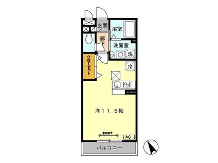 アムール赤山(ワンルーム/1階)の間取り写真