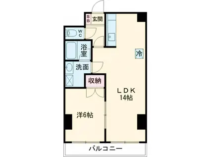 フォリア西川田(1LDK/1階)の間取り写真