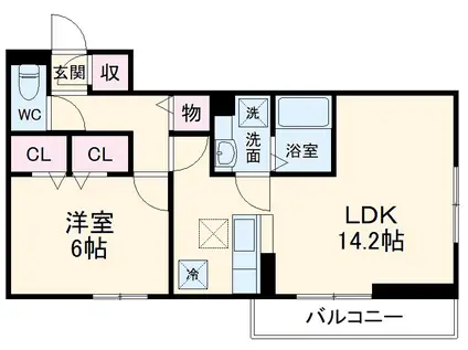 プランドール蒲生南町Ⅰ(1LDK/1階)の間取り写真
