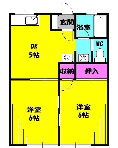 グリーンハイツⅢ(2DK/1階)の間取り写真