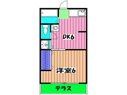 第1きよし荘(1DK/2階)の間取り写真
