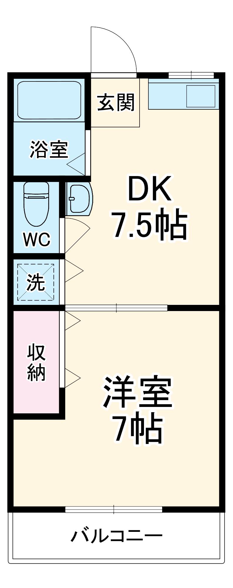 第1きよし荘(1DK/2階)の間取り写真
