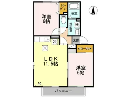 東海道本線 焼津駅 徒歩31分 2階建 築25年(2LDK/1階)の間取り写真