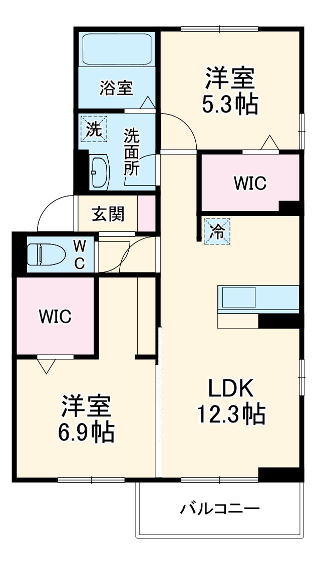 アーバンゲートⅤ(2LDK/2階)の間取り写真